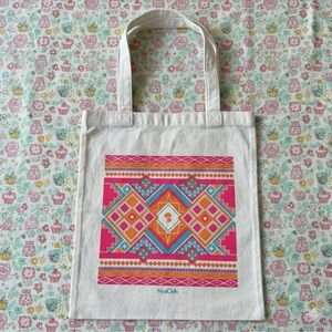 Pink Geometric Canvas Tote Bag